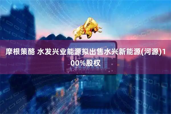摩根策酪 水发兴业能源拟出售水兴新能源(河源)100%股权